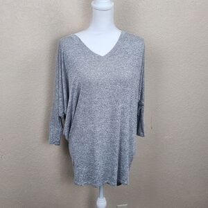 Wantable Heathered Gray Oversized Half Sleeve Top Large (5568)